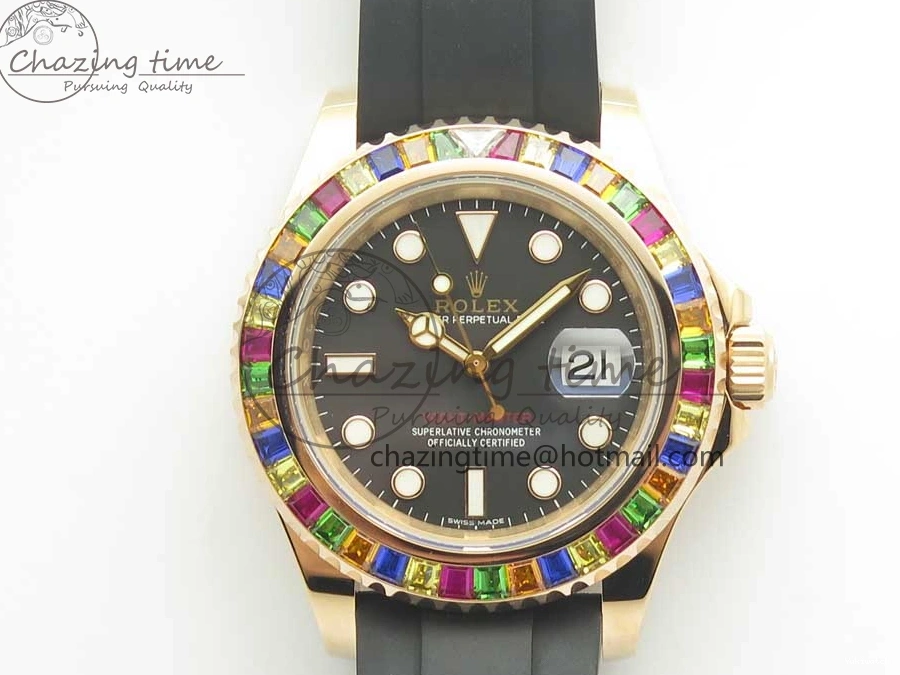 Noob Extra Edition (Free Black Strap) Yacht-Master Rubber 904L On Strap 116695SATS 40 Best 1:1 Case 1231